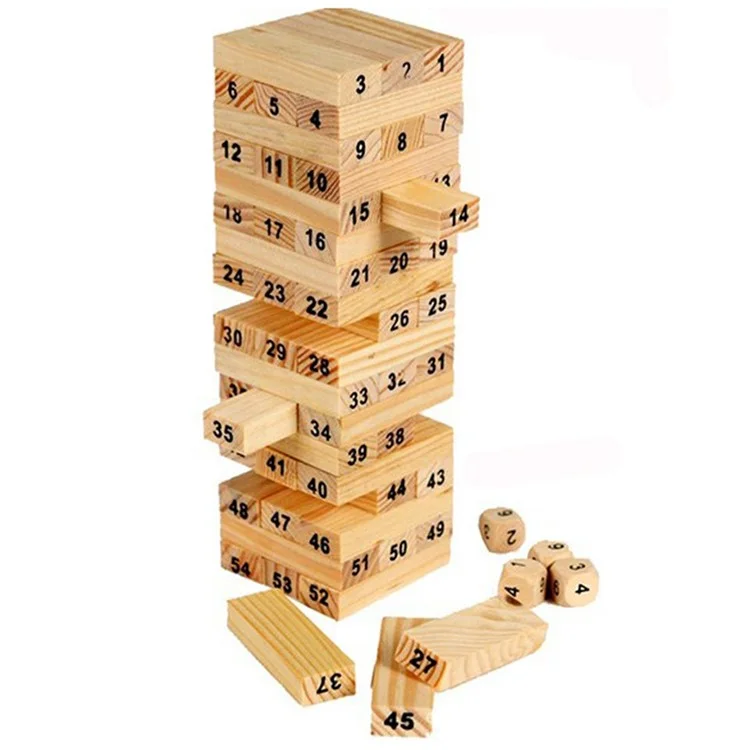 48PCS Large Digital Cascade Log Building Blocks Wooden Toy