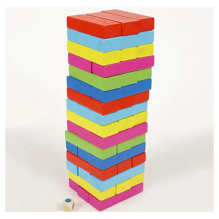 48PCS Colorful Wooden Stacking Board Games Building Blocks