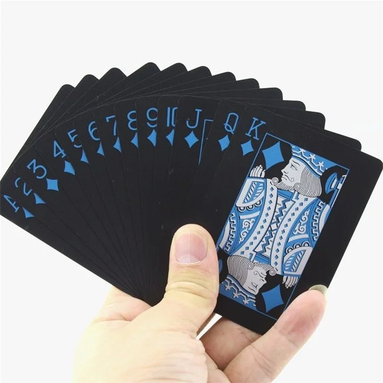 54Pcs Black Plastic PVC Poker Waterproof Playing Cards - Black