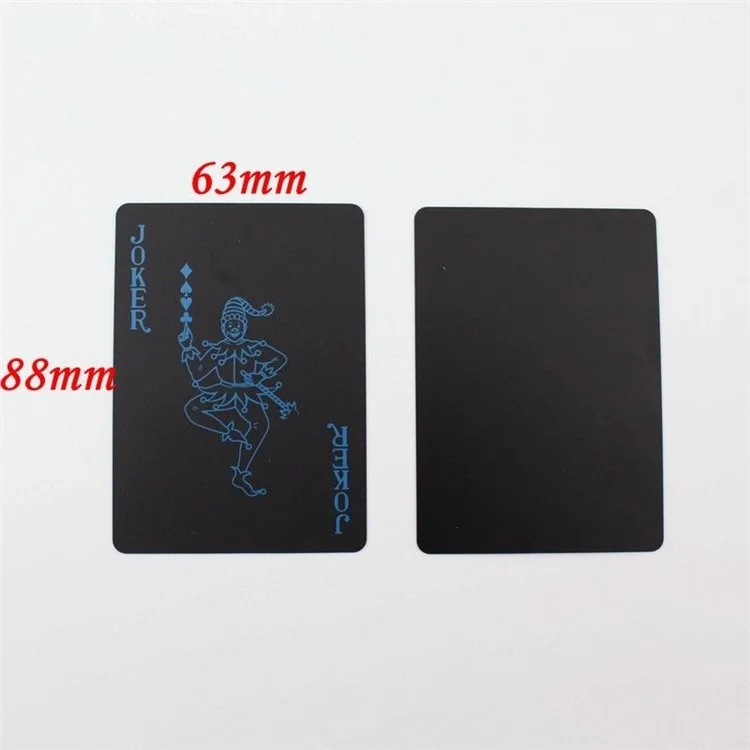 54Pcs Black Plastic PVC Poker Waterproof Playing Cards - Black