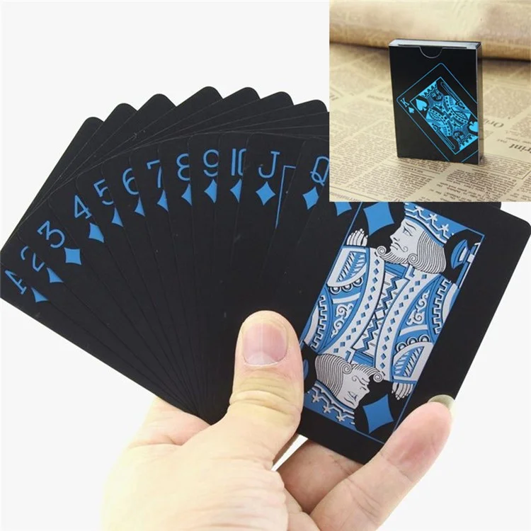 54Pcs Black Plastic PVC Poker Waterproof Playing Cards - Black