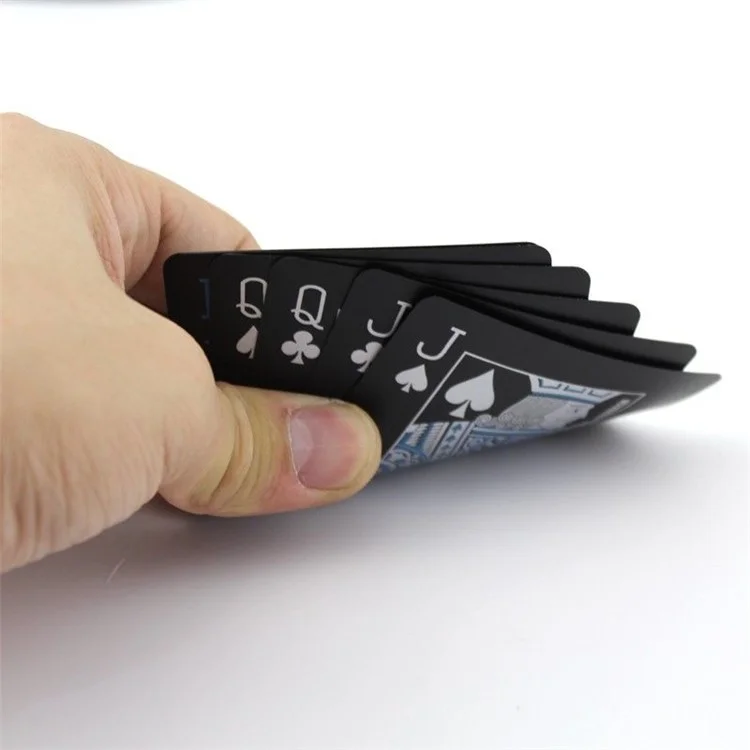 54Pcs Black Plastic PVC Poker Waterproof Playing Cards - Black