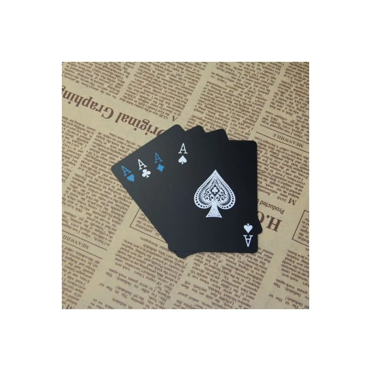 54Pcs Black Plastic PVC Poker Waterproof Playing Cards - Black