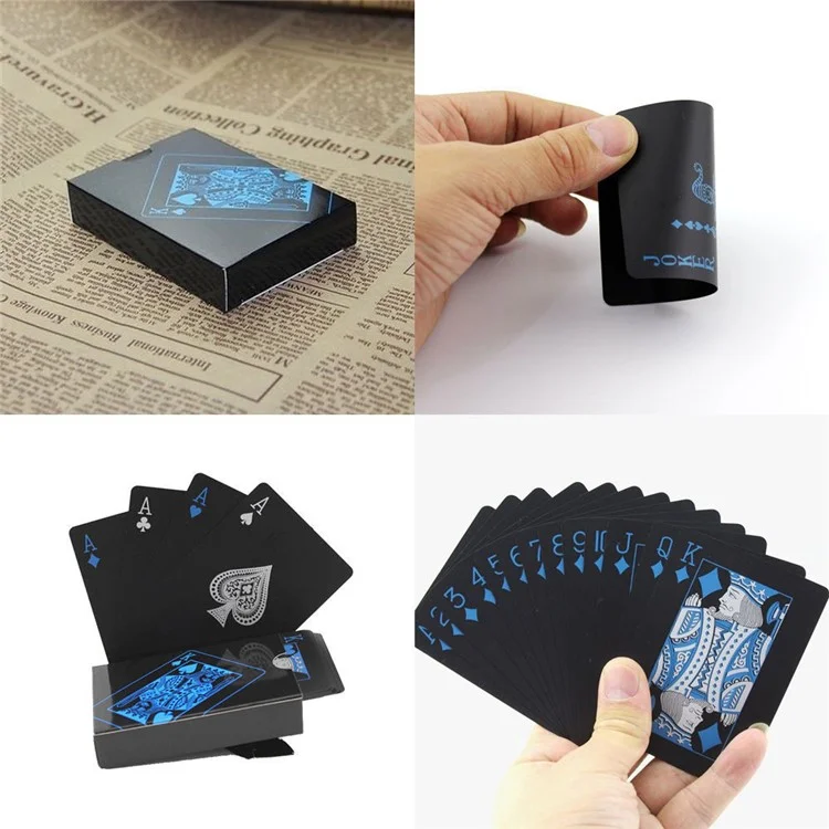 54Pcs Black Plastic PVC Poker Waterproof Playing Cards - Black