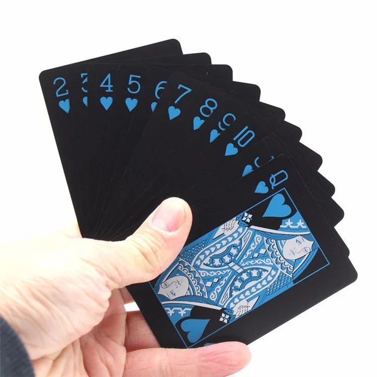 54Pcs Black Plastic PVC Poker Waterproof Playing Cards - Black