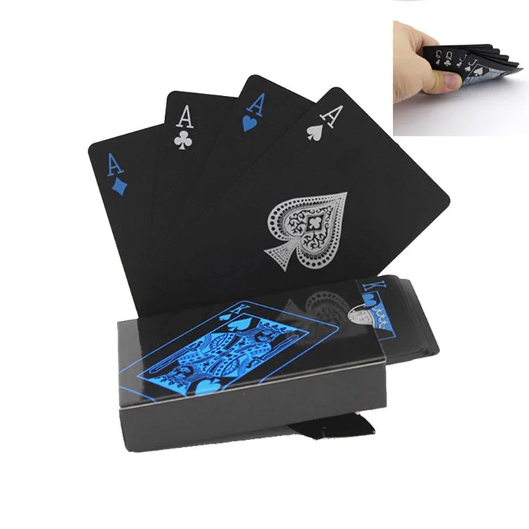 54Pcs Black Plastic PVC Poker Waterproof Playing Cards - Black