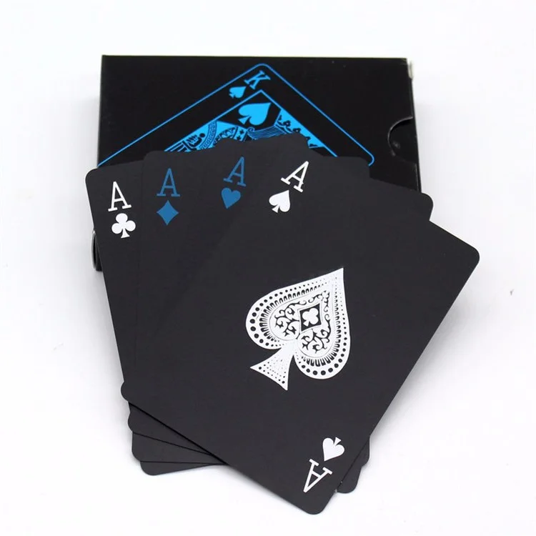 54Pcs Black Plastic PVC Poker Waterproof Playing Cards - Black