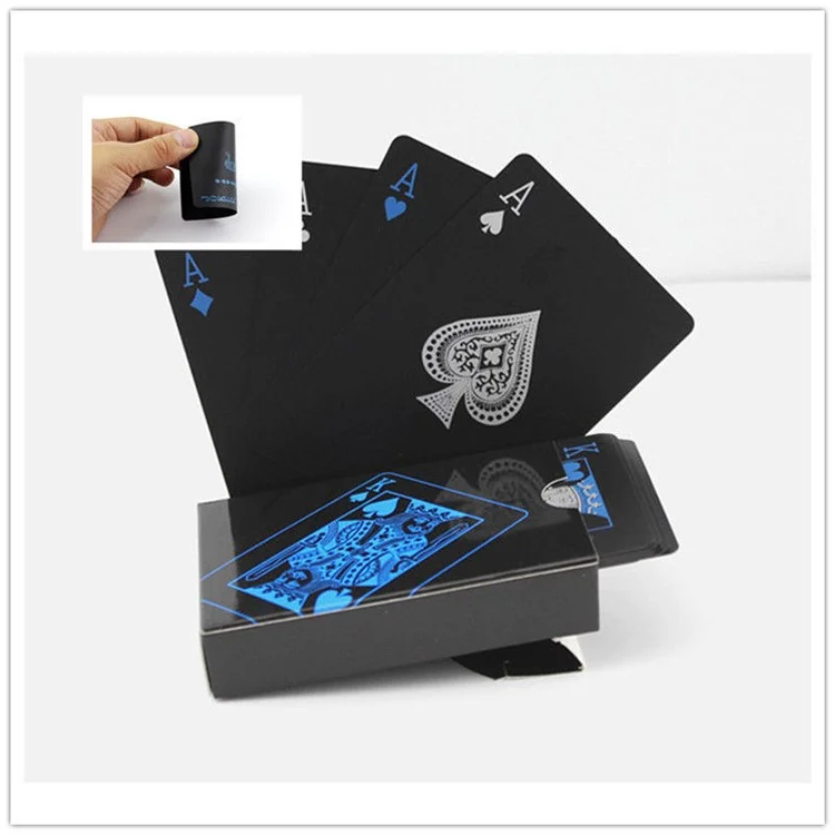54Pcs Black Plastic PVC Poker Waterproof Playing Cards - Black