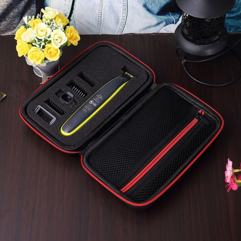 Hard Case Organizer Carrying Bag for Philips Norelco OneBlade Electric Trimmer Shaver QP2520/90/70 - Red
