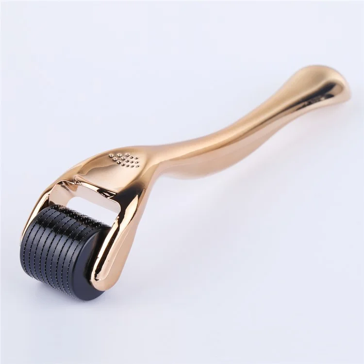 540 Micro Agulhas Titânio Microneedle Derma Roller Agulha Cuidados Com A Pele Para Enrugamentos Faciais Stretches De Perda De Cabelo - Golden / 1.5mm.