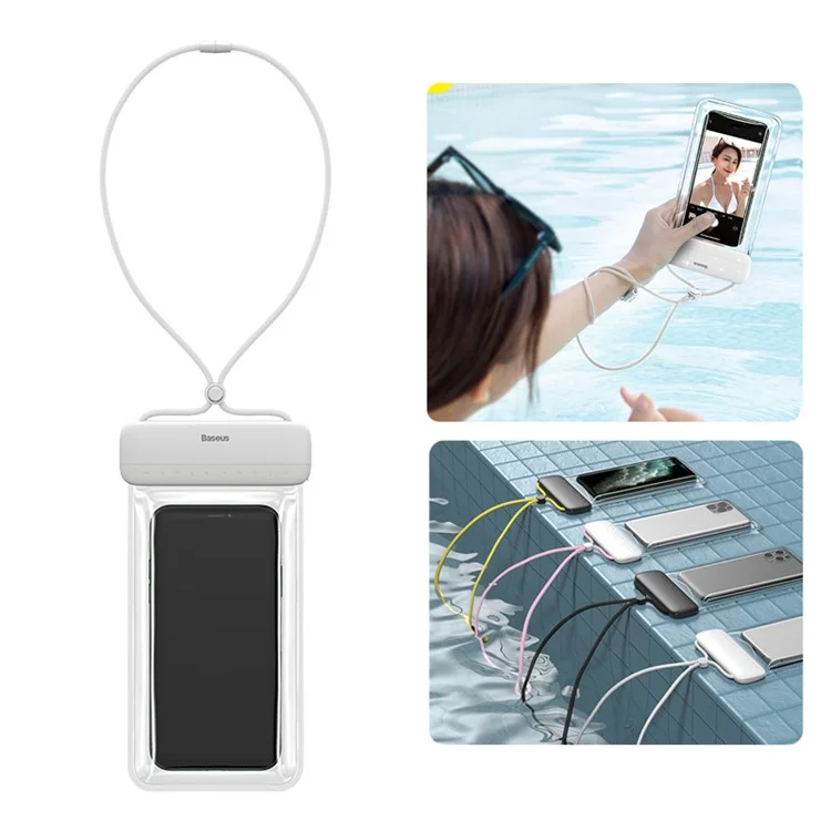 BASEUS Let's Go Slip Cover Waterproof Bag Universal Swimming Bag for within 7.2 inch Phones - White
