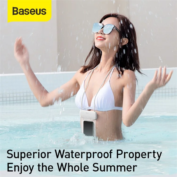 BASEUS Let's Go Slip Cover Waterproof Bag Universal Swimming Bag for within 7.2 inch Phones - White