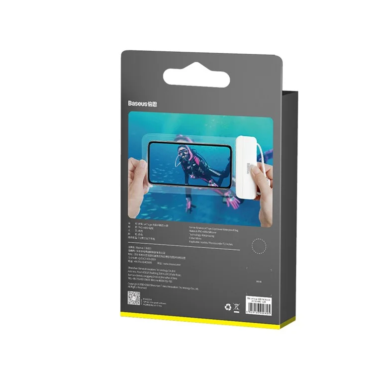 BASEUS Let's Go Slip Cover Waterproof Bag Universal Swimming Bag for within 7.2 inch Phones - White