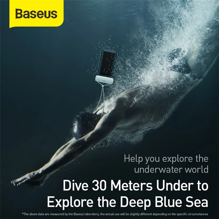 BASEUS Let's Go Slip Cover Waterproof Bag Universal Swimming Bag for within 7.2 inch Phones - White