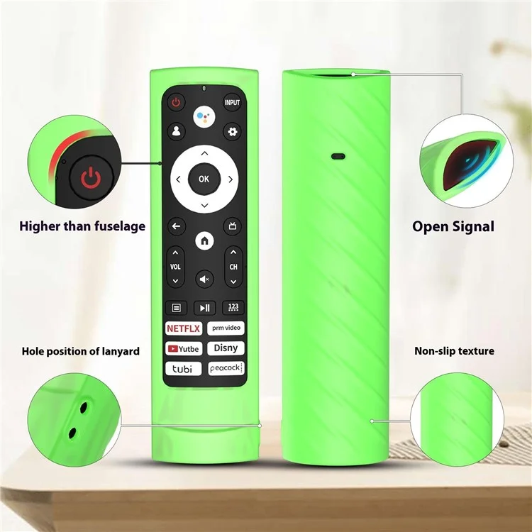 Für Hisense ERF3M90 Fernbedienungssilikon-Schutzumschlag Anti-Drop-Gehäuse - Fluoreszierendes Grün