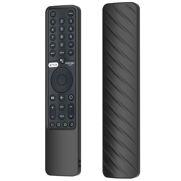 For Xiaomi Mi TV P1 Remote Controller Twill Design Anti-Drop Silicone Protective Cover - Black