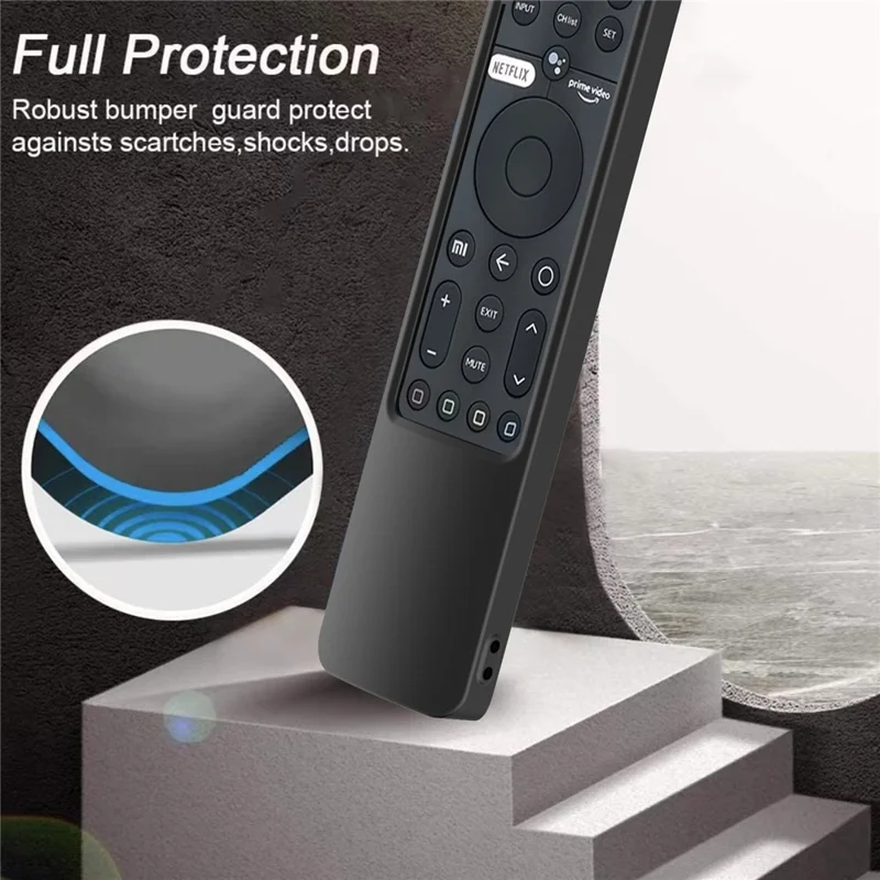 For Xiaomi Mi TV P1 Remote Controller Twill Design Anti-Drop Silicone Protective Cover - Black