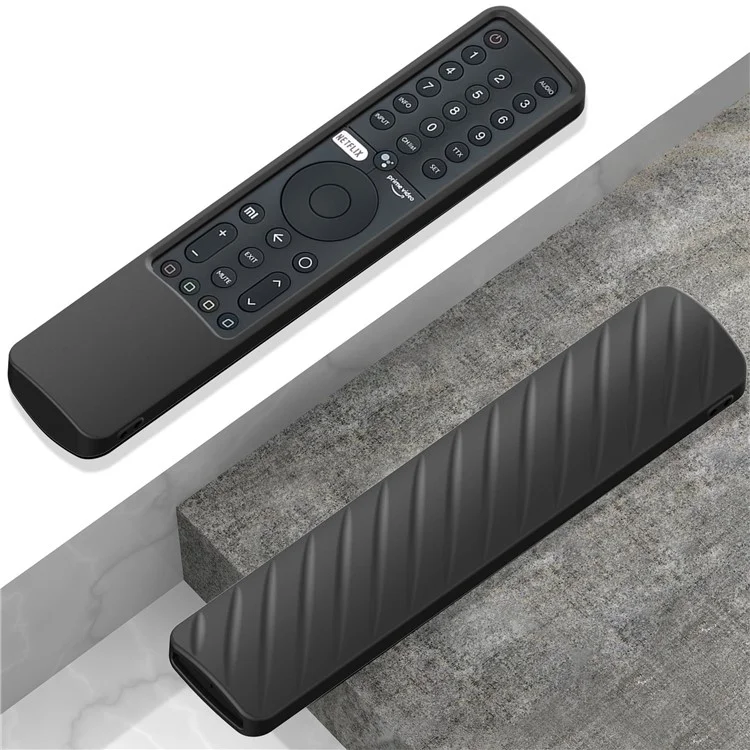 For Xiaomi Mi TV P1 Remote Controller Twill Design Anti-Drop Silicone Protective Cover - Black