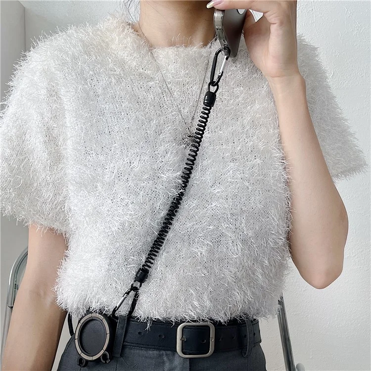 Bear Shape Magnetic Belt Clip Mobile Phone Holder with Clear Tether Tab and Spring Rope