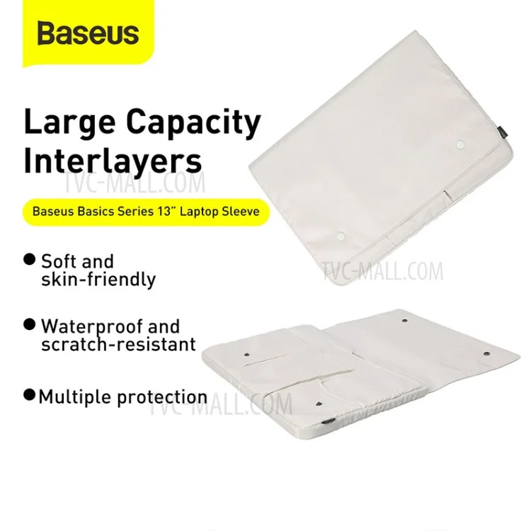 BASEUS Basics Series Waterproof Scratch-resistant Laptop Bag Sleeve for 13-inch Notebook Compurter - White