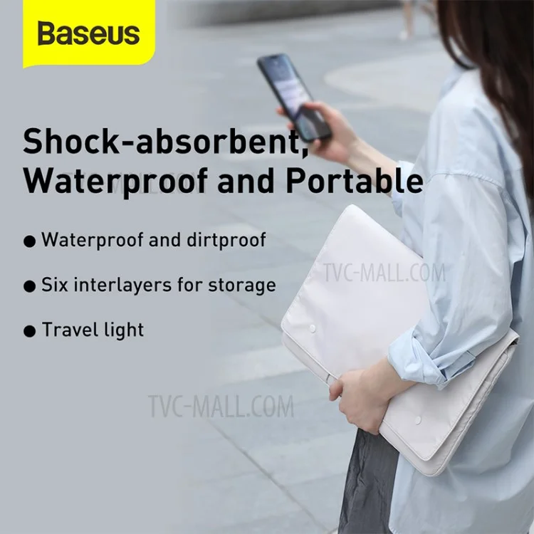 BASEUS Basics Series Waterproof Scratch-resistant Laptop Bag Sleeve for 13-inch Notebook Compurter - White