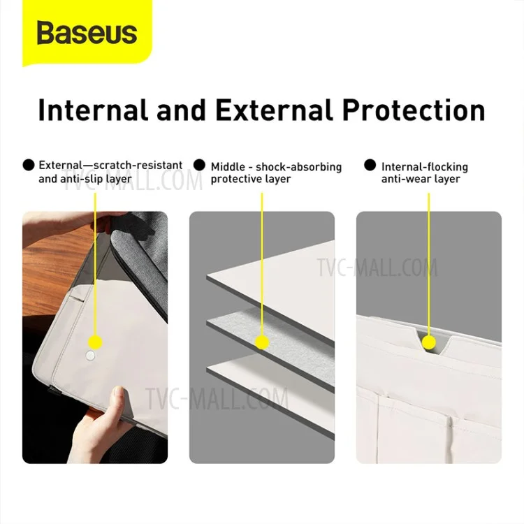 BASEUS Basics Series Waterproof Scratch-resistant Laptop Bag Sleeve for 13-inch Notebook Compurter - White