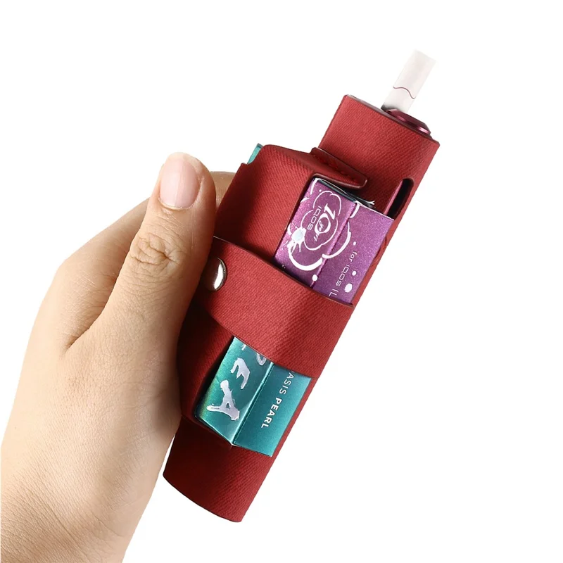 E-Cigarette Case for IQOS Iluma i One , PU Leather Storage Bag Replaceable Cover Accessories - Red