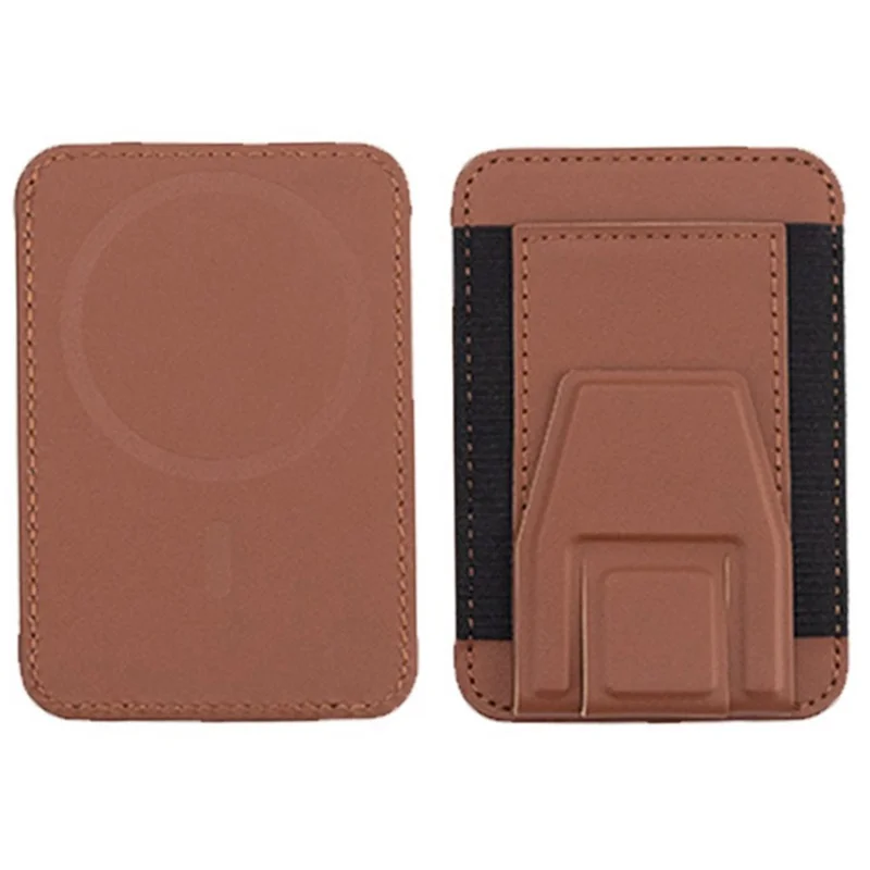 Voor iPhone 12-15-serie Telefoonhoesje met kaarthouder Compatibel met MagSafe Leren+Siliconen kaartenetui met standaard - Bruin