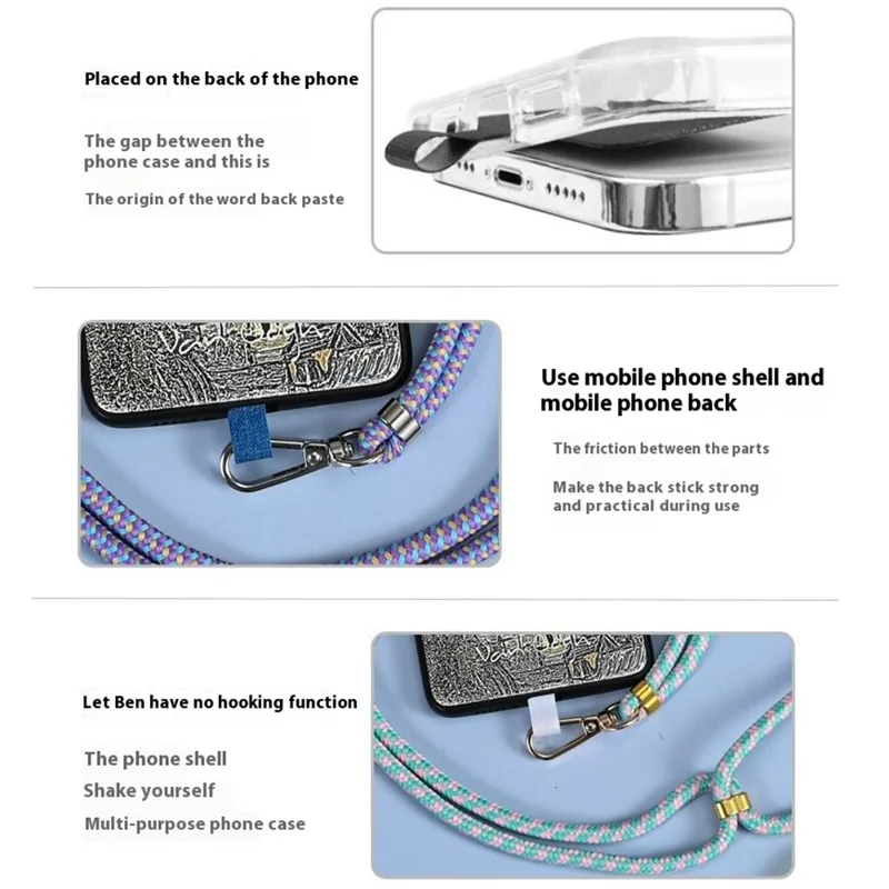 Phone Tether Tab TPU Cell Phone Patch for Phone Strap - Blue