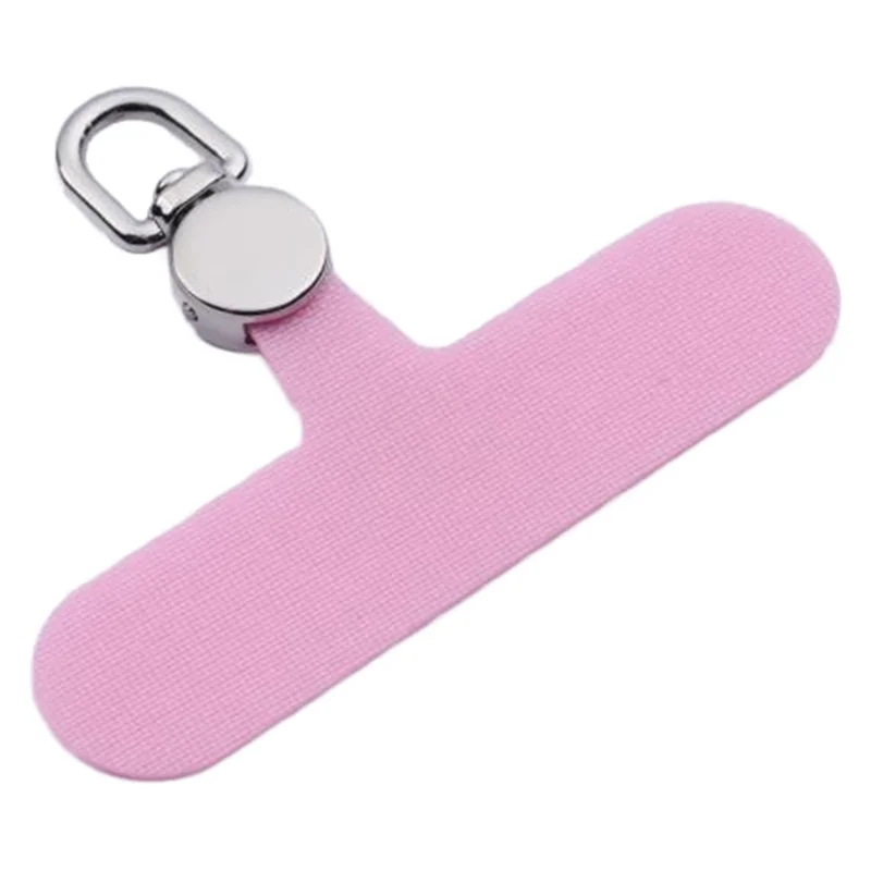 Phone Tether Tab Rotating Silver Ring Cloth Phone Lanyard Patch Part - Pink / 6mm Thick