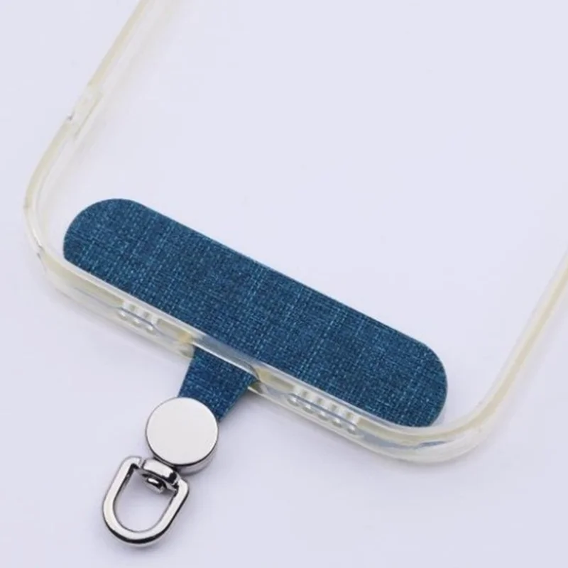 Phone Tether Tab Rotating Silver Ring Cloth Phone Lanyard Patch Part - Pink / 6mm Thick