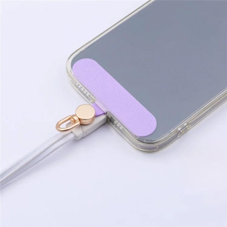Phone Tether Tab Rotatable Gold Ring Cloth Universal Phone Lanyard Patch - Light Purple / 7.5mm Thick