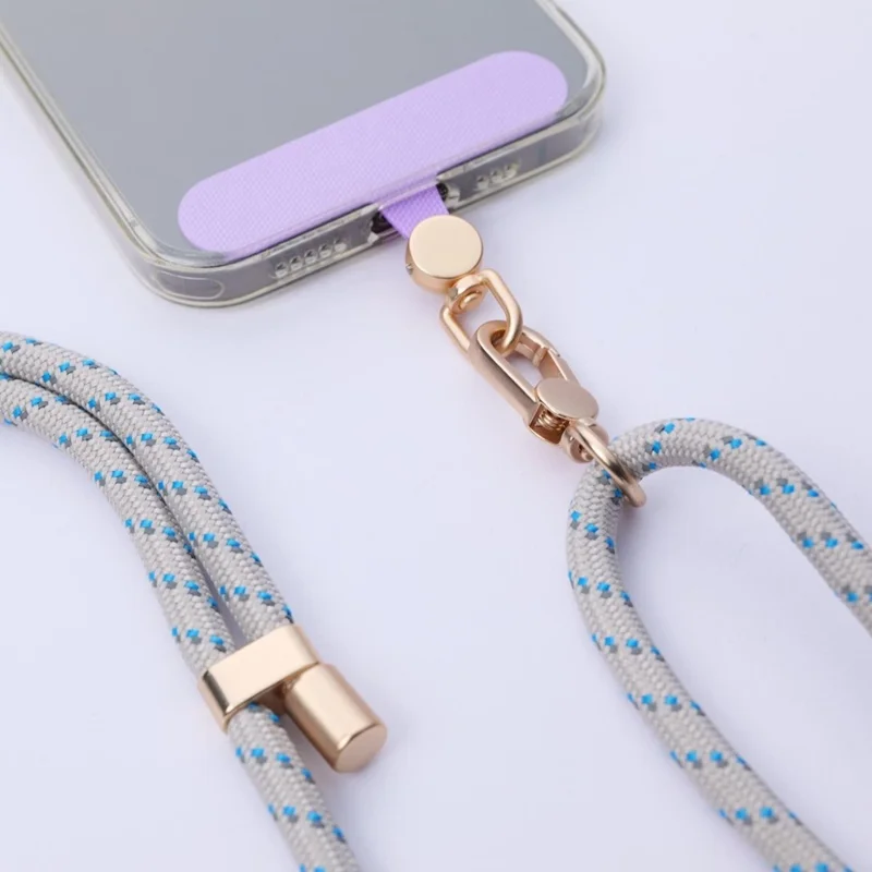 Phone Tether Tab Rotatable Gold Ring Cloth Universal Phone Lanyard Patch - Light Purple / 7.5mm Thick
