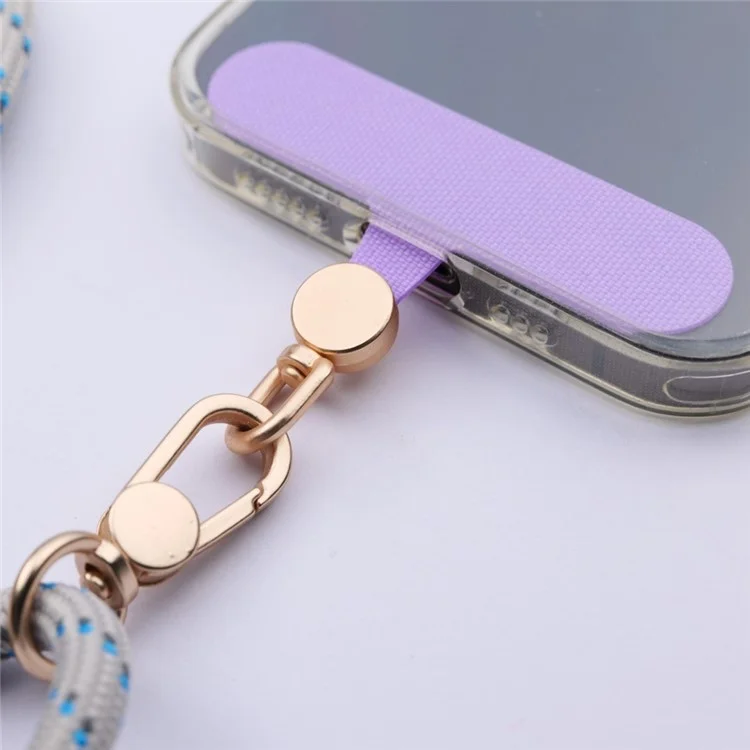 Phone Tether Tab Rotatable Gold Ring Cloth Universal Phone Lanyard Patch - Light Purple / 7.5mm Thick