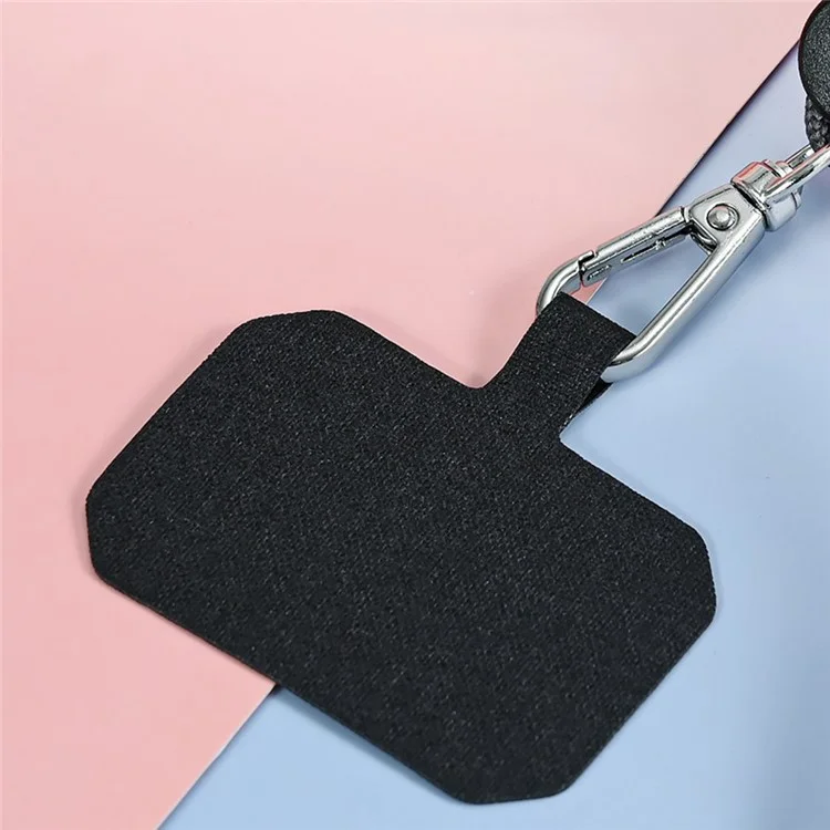 Telefono Tether Tab Curing Fabric Cell Phone Lanyard Patch Replacement Part - Nero