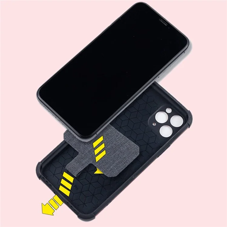 Telefono Tether Tab Curing Fabric Cell Phone Lanyard Patch Replacement Part - Nero