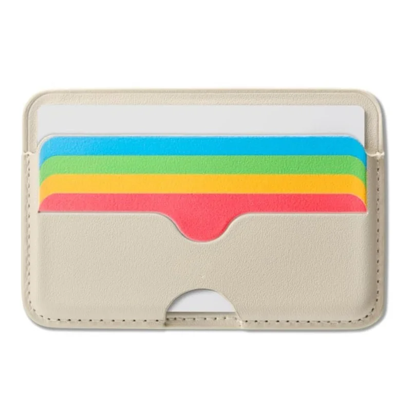 For iPhone 12-15 Series Phone Back Card Holder 3-Cards Compatible with MagSafe Leather Card Bag - Colorful