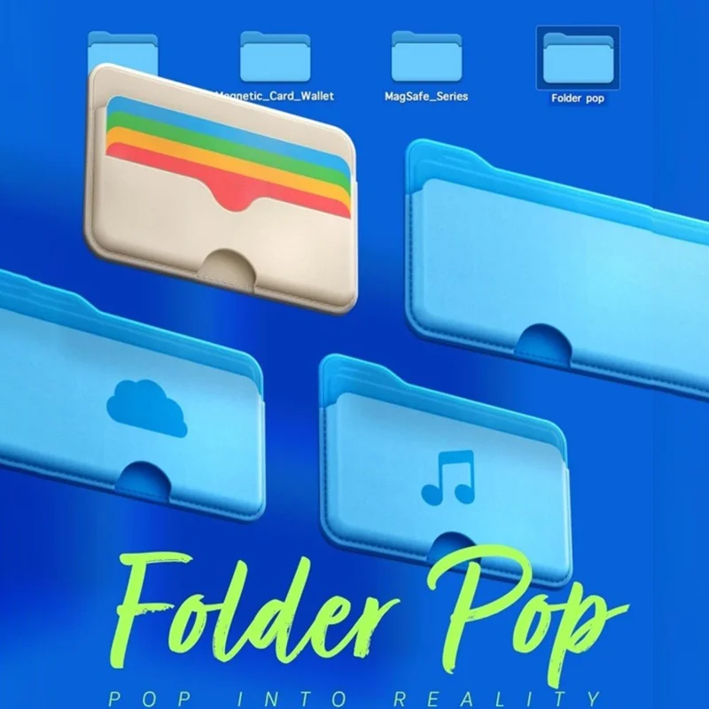 For iPhone 12-15 Series Phone Back Card Holder 3-Cards Compatible with MagSafe Leather Card Bag - Colorful