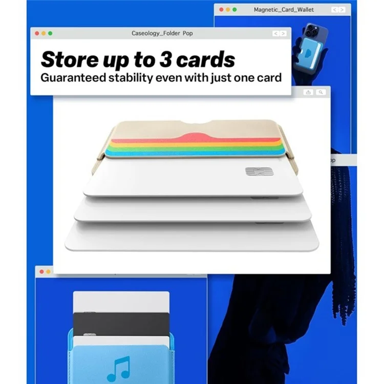 For iPhone 12-15 Series Phone Back Card Holder 3-Cards Compatible with MagSafe Leather Card Bag - Colorful