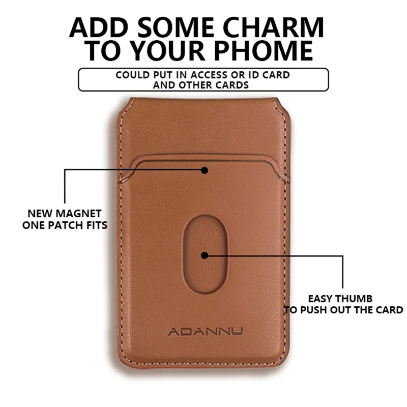 ADANNU AD365 Magnetic Card Wallet Kickstand PU Leather 4 Card Holder - Brown