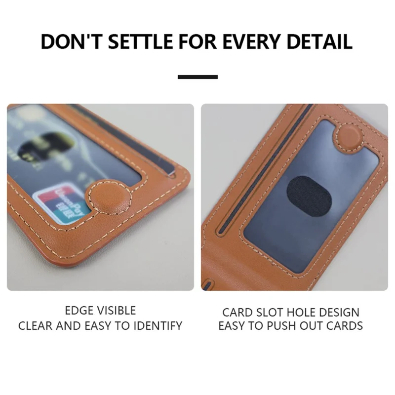 ADANNU AD365 Magnetic Card Wallet Kickstand PU Leather 4 Card Holder - Brown