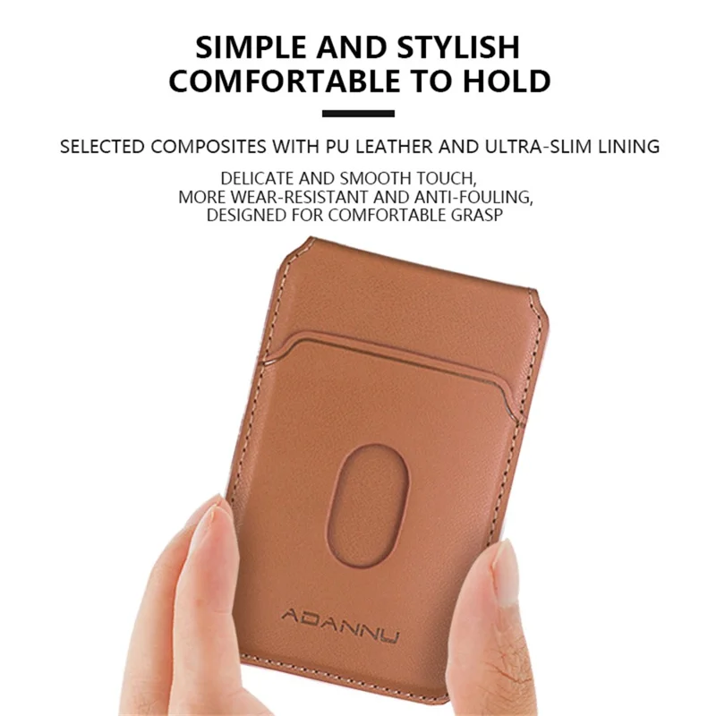 ADANNU AD365 Magnetic Card Wallet Kickstand PU Leather 4 Card Holder - Brown