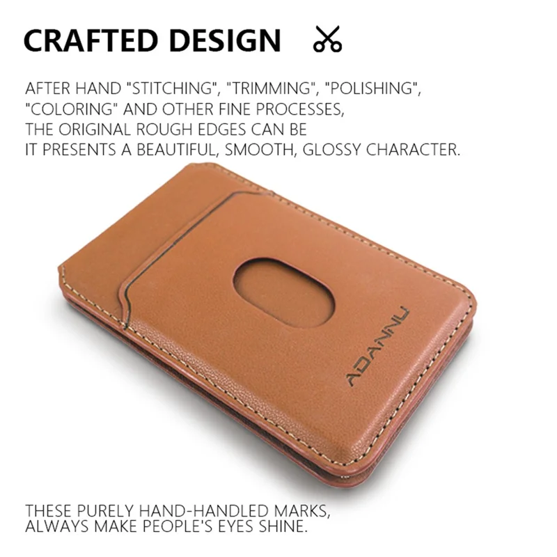 ADANNU AD365 Magnetic Card Wallet Kickstand PU Leather 4 Card Holder - Brown