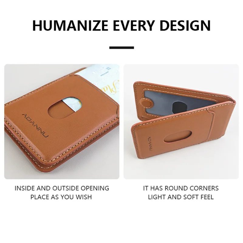 ADANNU AD365 Magnetic Card Wallet Kickstand PU Leather 4 Card Holder - Brown