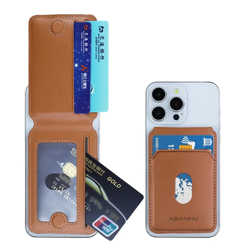 ADANNU AD365 Magnetic Card Wallet Kickstand PU Leather 4 Card Holder - Black