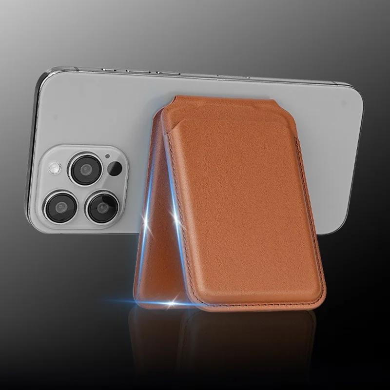 M66 Magnetic Card Holder Wallet Kickstand PU Leather Secure Bank Card Bag - Black