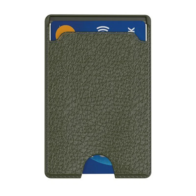 Magnetic Card Holder Ultra-Thin Litchi Texture Leather+PC Card Bag - Green