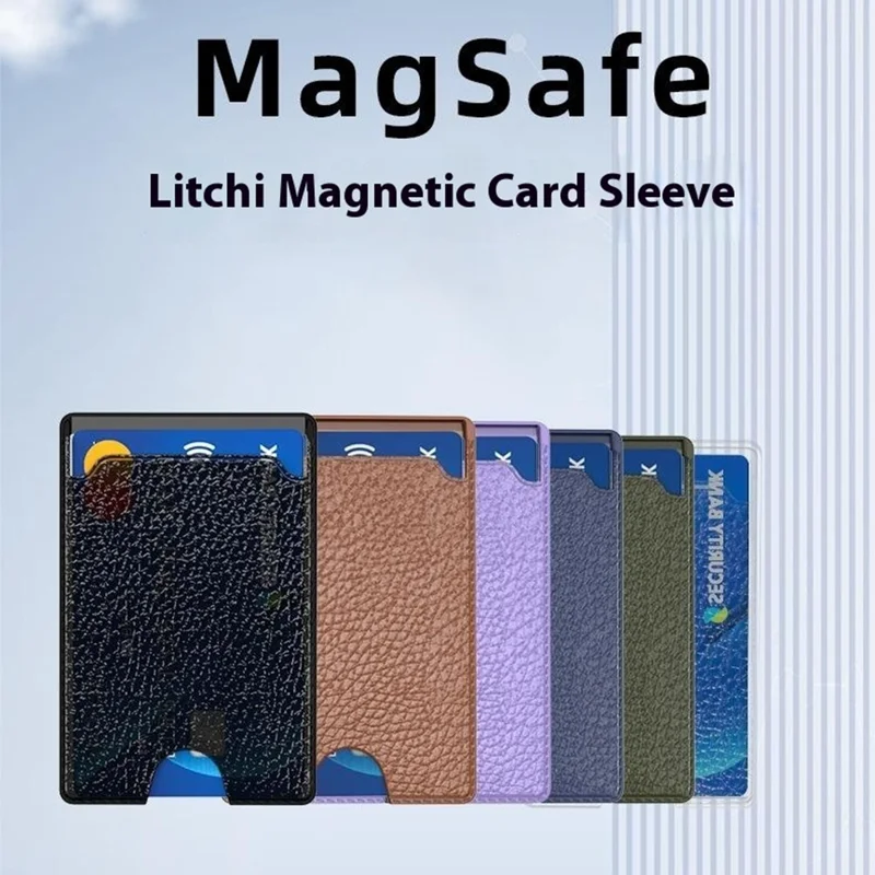 Magnetic Card Holder Ultra-Thin Litchi Texture Leather+PC Card Bag - Green