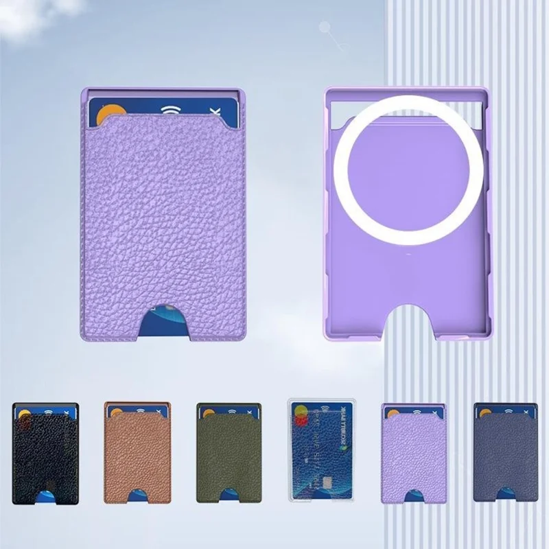 Magnetic Card Holder Ultra-Thin Litchi Texture Leather+PC Card Bag - Green