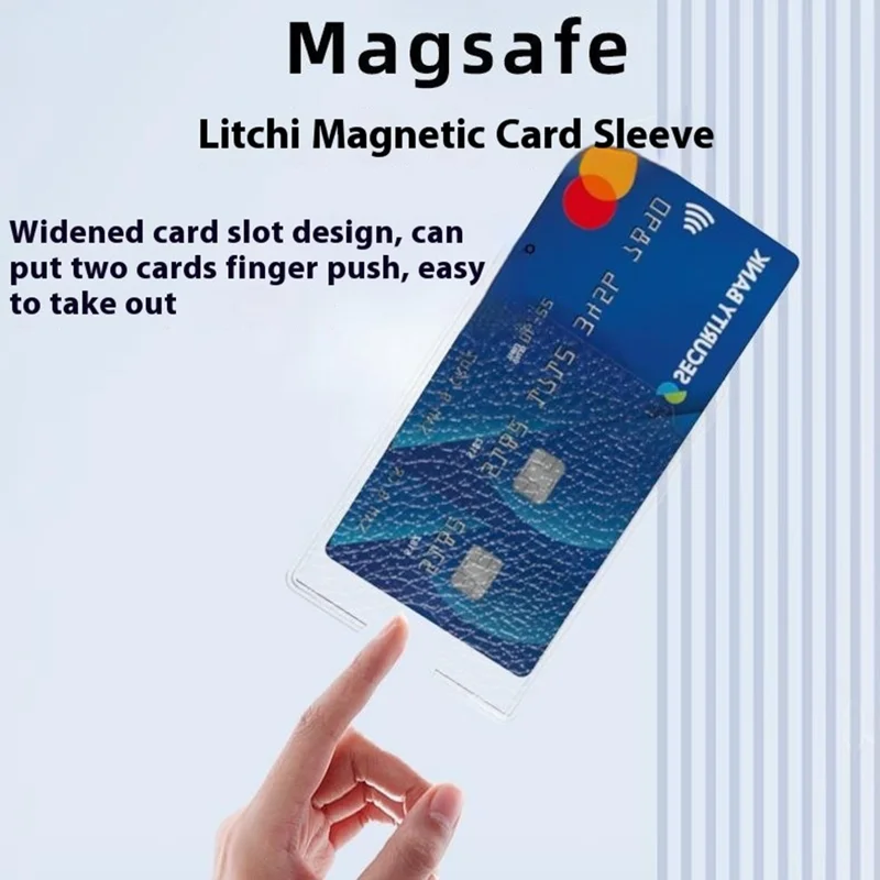 Magnetic Card Holder Ultra-Thin Litchi Texture Leather+PC Card Bag - Green